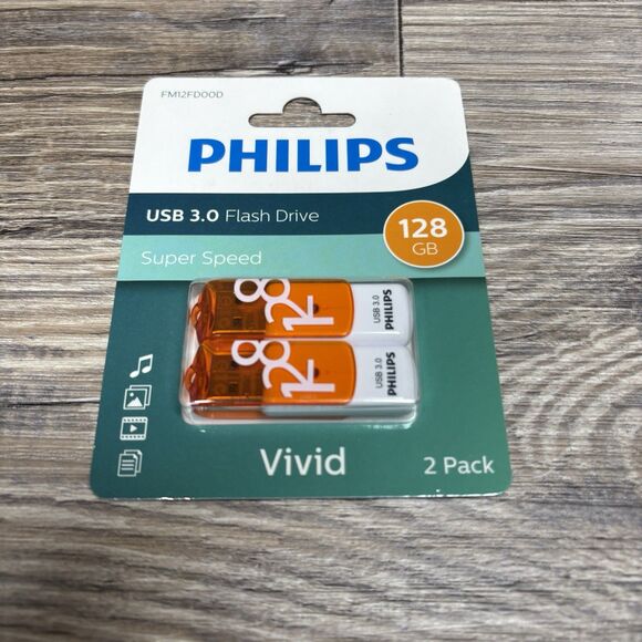 Philips Vivid Edition USB 3.0 Flash Drive 128GB Super Speed 2 Pack - Picture 1 of 2